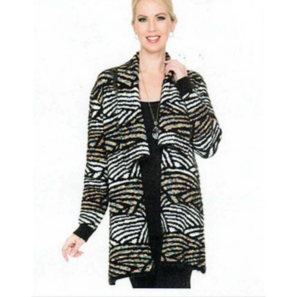 Nicole Sabbattini open mid length cardigan - size XL - multicolor